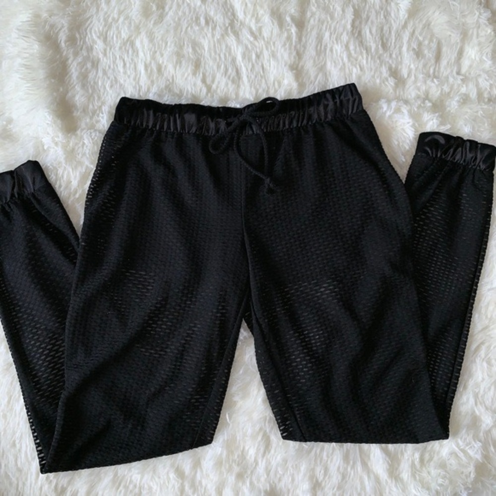 Almost Famous Black Mesh Joggers Size Medium